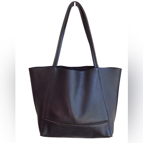 Botkier Soho Black Leather Zipper Trim Tote - Picture 1 of 10